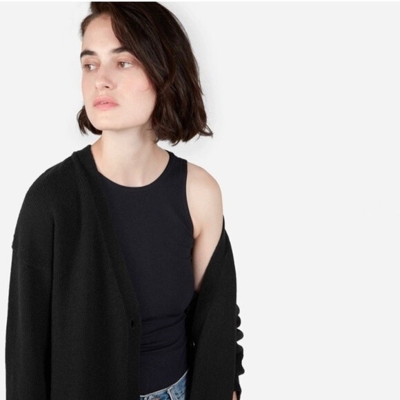 Everlane Black Cashmere Blend Long Button Front Cardigan Sweater Women’s XS - Picture 2 of 11